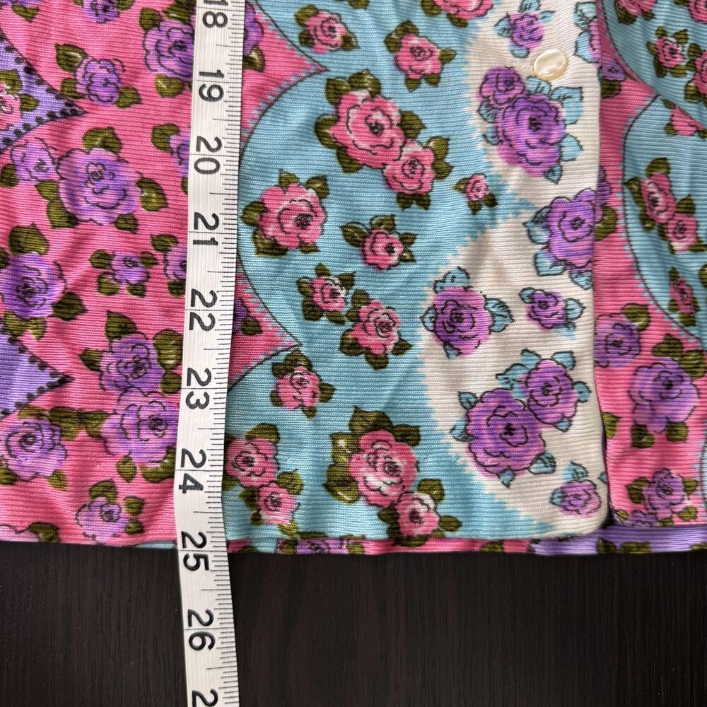Vintage Stockton Shirt Womens Retro Floral Disco Button Up Blouse 70s 80s S/M - Picture 12 of 13